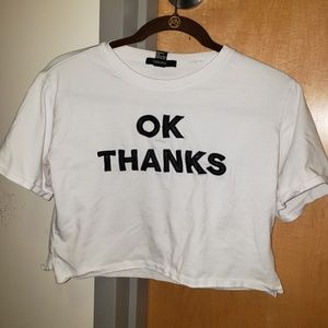 White Graphic Crop Top (Small)